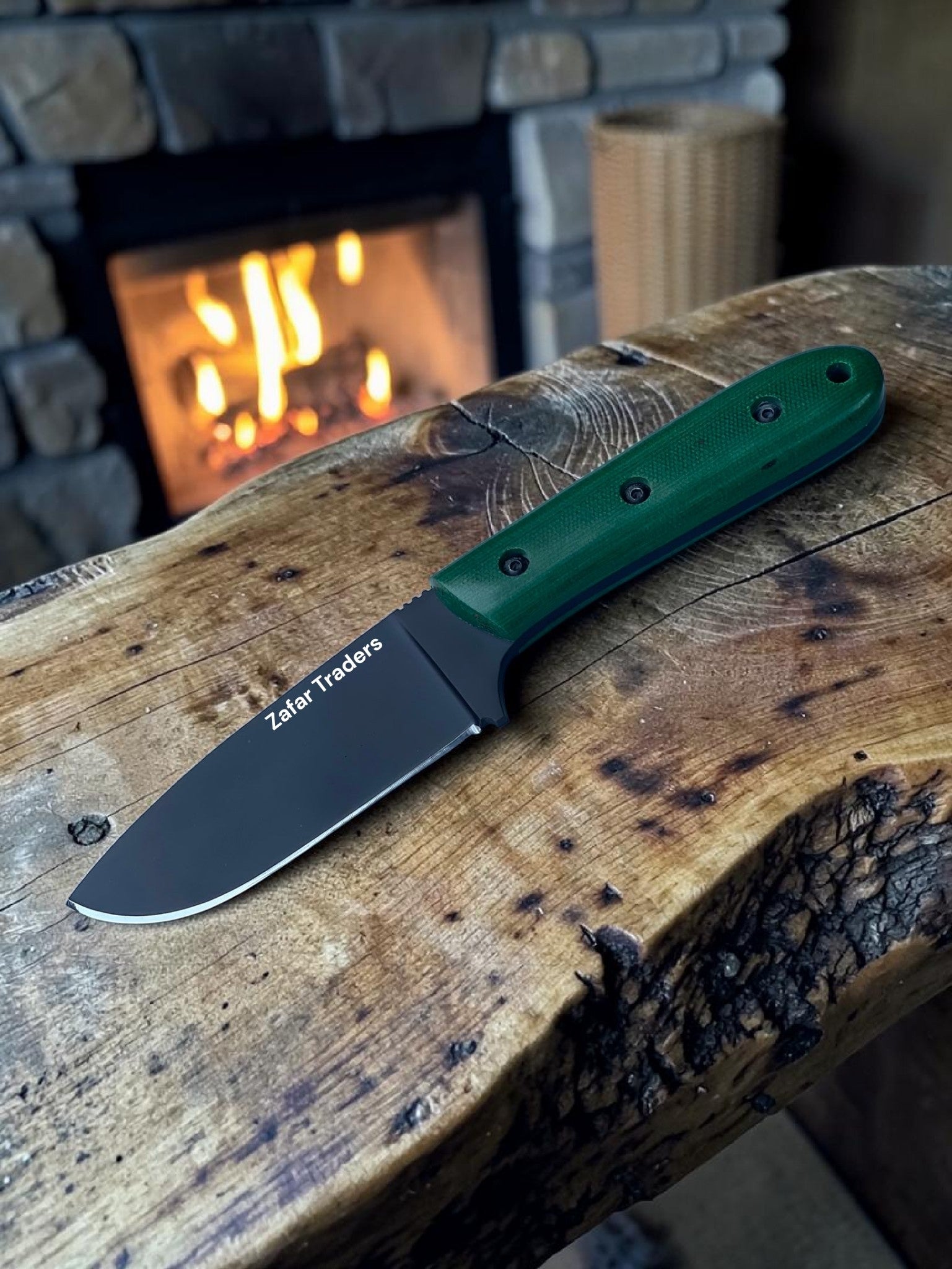 Zafars G10 Micarta handle Drop-Point Knife | 9.5" Full Tang | 4.75" Blade